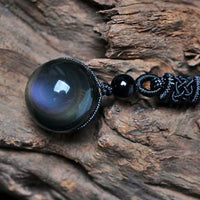 Thumbnail for Natural Rainbow Eye Obsidian Orb Pendant Necklace