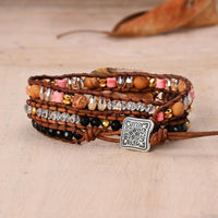 Thumbnail for Natural Volcano Cherry Quartz HEALING 3 Layer Wrap Bracelet