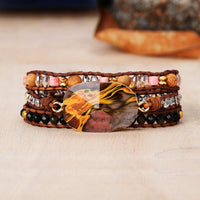 Thumbnail for Natural Volcano Cherry Quartz HEALING 3 Layer Wrap Bracelet