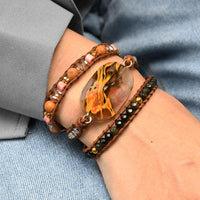 Thumbnail for Natural Volcano Cherry Quartz HEALING 3 Layer Wrap Bracelet