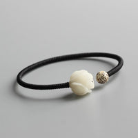 Thumbnail for White Bodhi Seed Carved Lotus Flower ADVERSITY Bracelet