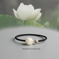 Thumbnail for White Bodhi Seed Carved Lotus Flower ADVERSITY Bracelet