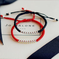 Thumbnail for Simple Sterling Silver DIVINE '9' Bead Red Rope Bracelet