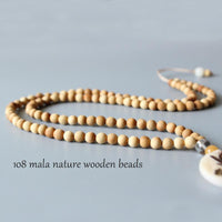 Thumbnail for Natural Wood Mala with Lotus Flower