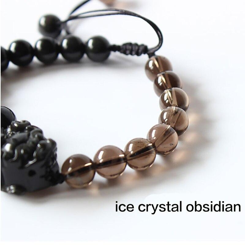 Black Obsidian PIXIU With Ice Obsidian Beads GOOD FORTUNE Bracelet