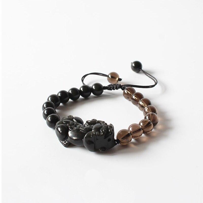 Black Obsidian PIXIU With Ice Obsidian Beads GOOD FORTUNE Bracelet