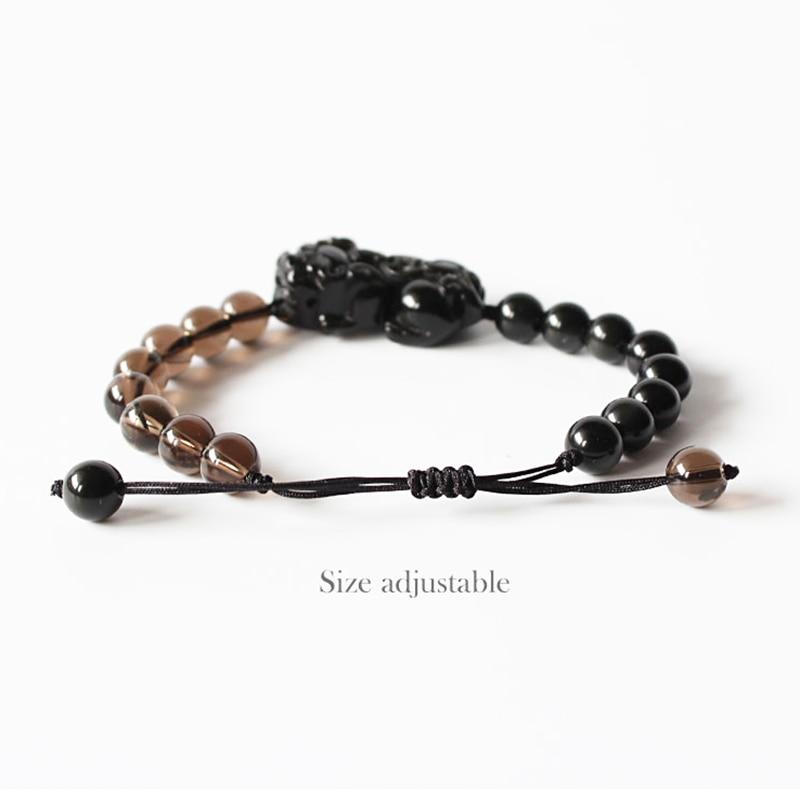 Black Obsidian PIXIU With Ice Obsidian Beads GOOD FORTUNE Bracelet