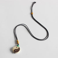 Thumbnail for Hand carved Yin Yang Sign  Lucky Rope Necklace