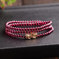 Thumbnail for Natural Garnet Stone LUCKY Pixiu Wrap Bracelet