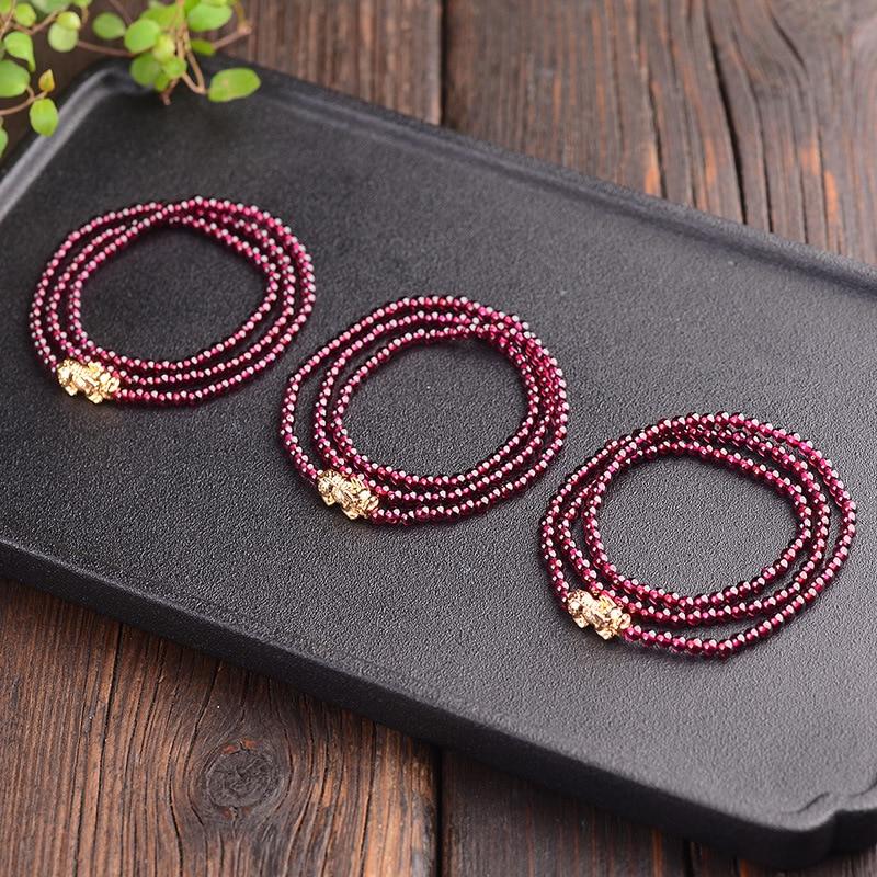 Natural Garnet Stone LUCKY Pixiu Wrap Bracelet