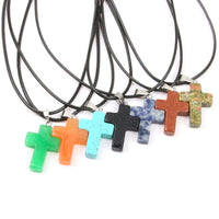 Thumbnail for Natural Stone Cross Pendant Necklace