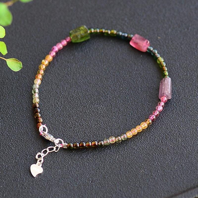 Natural  Rainbow Tourmaline  Stone PRODUCTIVITY Bracelet