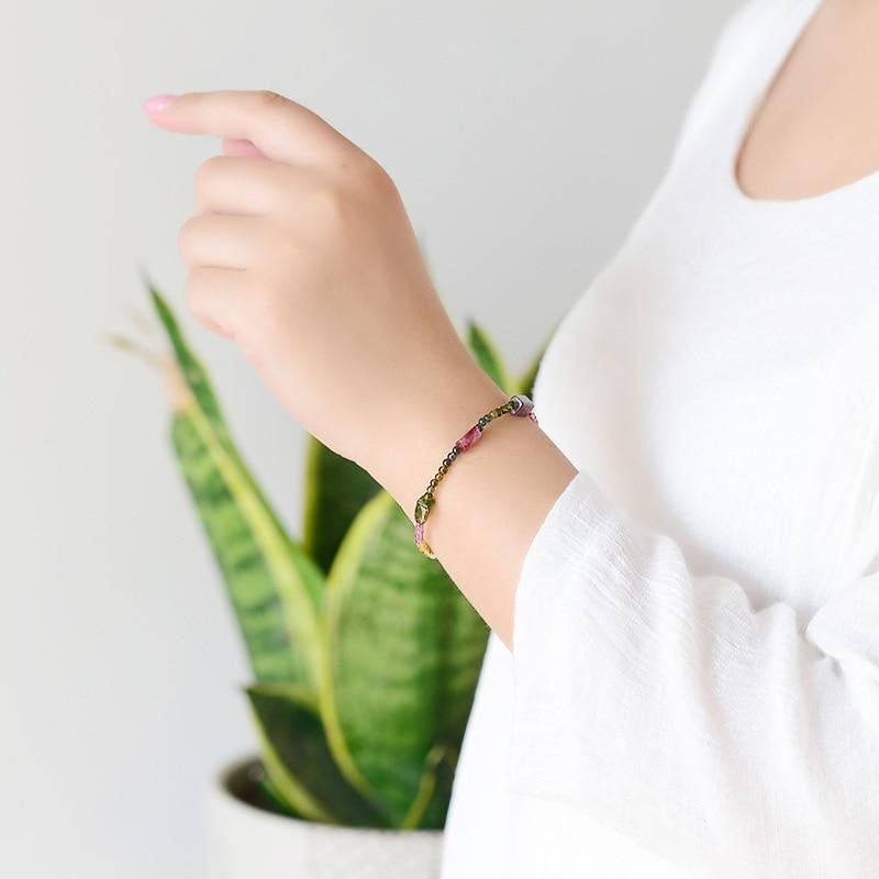 Natural  Rainbow Tourmaline  Stone PRODUCTIVITY Bracelet