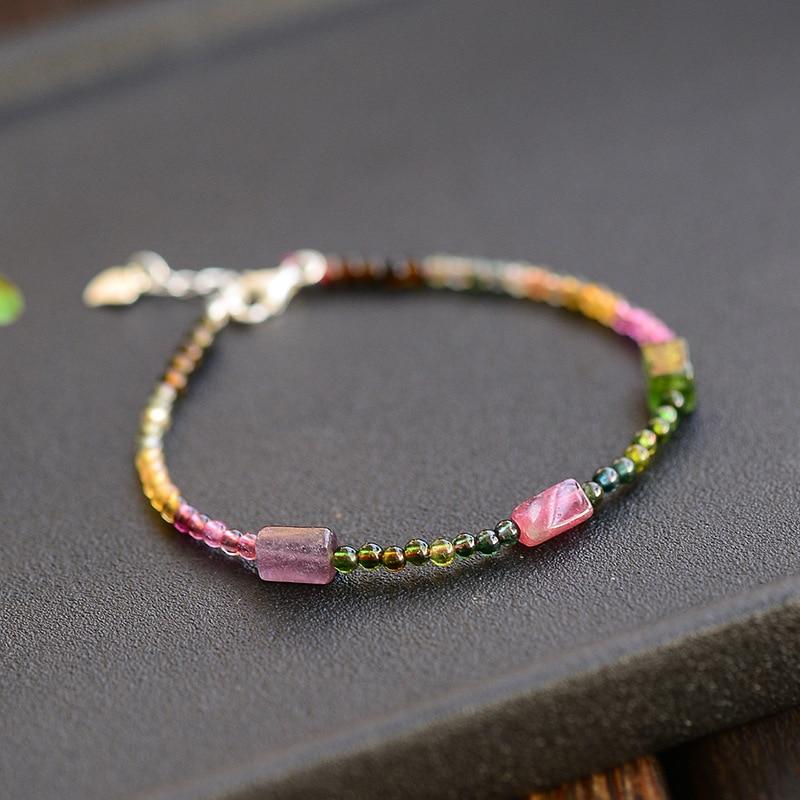 Natural  Rainbow Tourmaline  Stone PRODUCTIVITY Bracelet