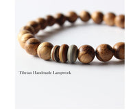 Thumbnail for Tibetan Buddhist Handmade Lampwork & Wooden Bead Mala Bracelet
