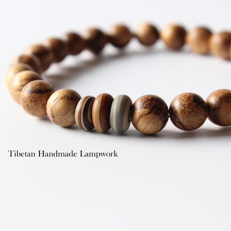Tibetan All Natural Wood and Lampwork Bracelet