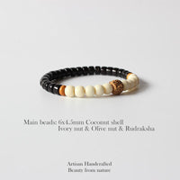 Thumbnail for Buddhism Natural Tagua Nut Coconut Shell Rudraksha  Bracelet