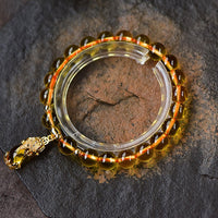 Thumbnail for Natural Citrine & Gold Detailed Pixiu WEALTH Bracelet