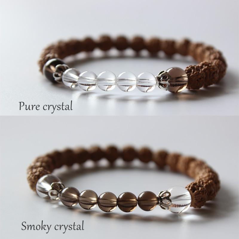 Rudraksha With Crystal Beads Stretch Bracelet