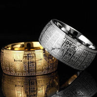 Thumbnail for Titanium Steel Ancient Carved BUDDHIST SCRIPTURES Ring