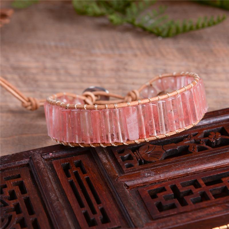 Natural Watermelon Red Agate Wrap Bracelet