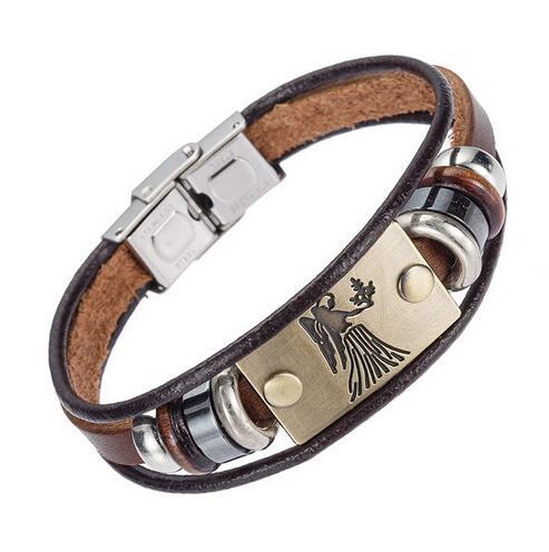 12 Constellation Leather Multi layer Bracelets