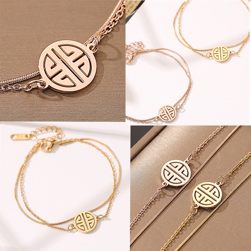 Stainless Steel LU Symbol 'LUCK' Bracelet