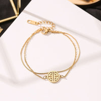 Thumbnail for Stainless Steel LU Symbol 'LUCK' Bracelet