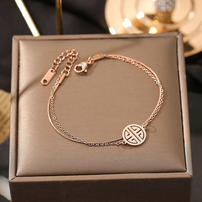 Stainless Steel LU Symbol 'LUCK' Bracelet