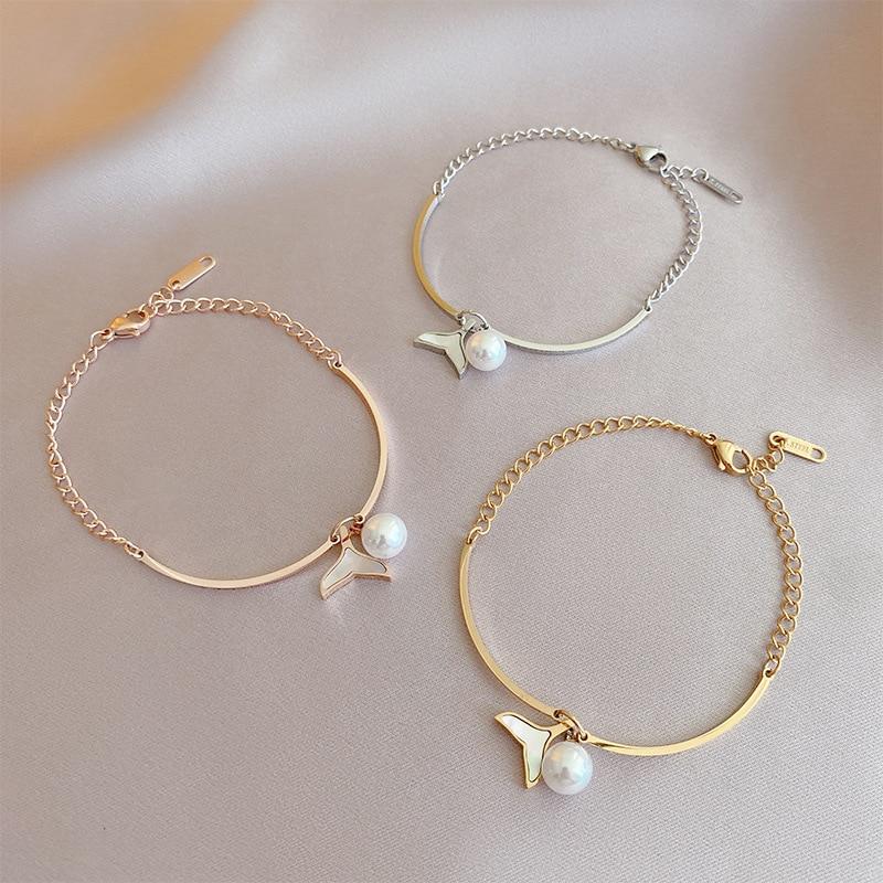 Feminine Fishtail & Pearl 'FERTILITY' Bracelet