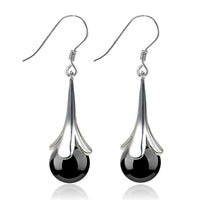 Thumbnail for THAI SILVER Natural Garnet /Obsidian Necklace + Earrings Set