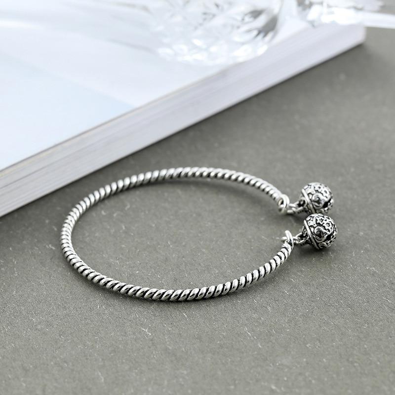 THAI SILVER Double Bell Twisted Bracelet