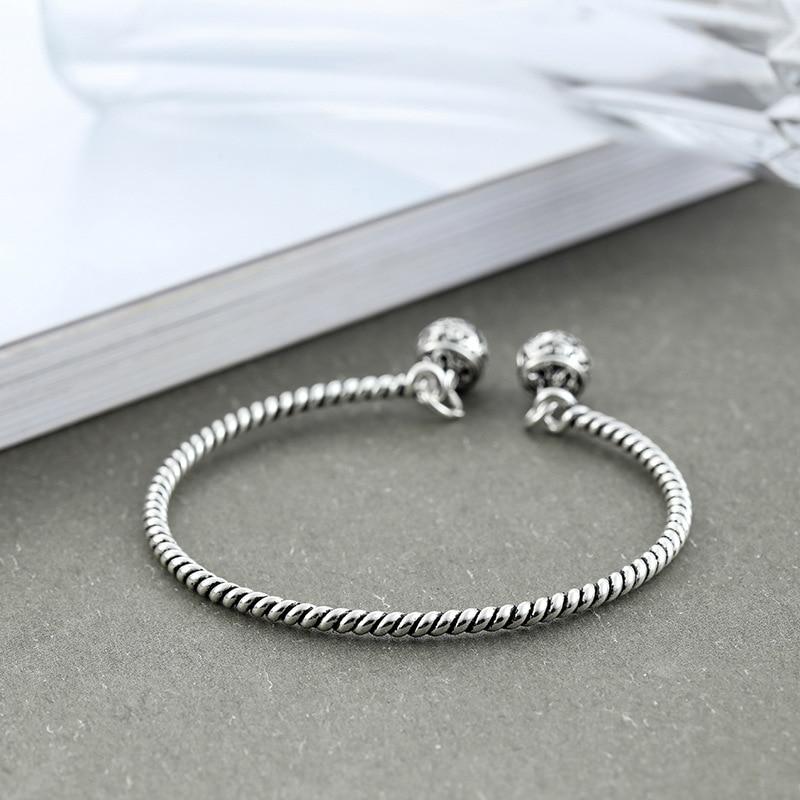 THAI SILVER Double Bell Twisted Bracelet