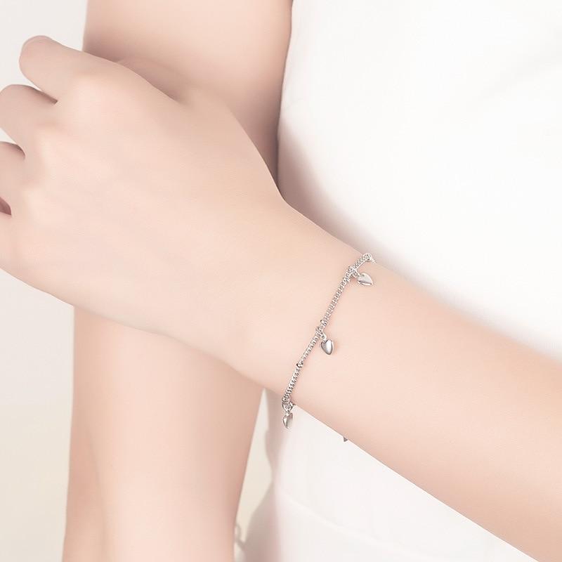 THAI SILVER Simple 5 Hearts Bracelet