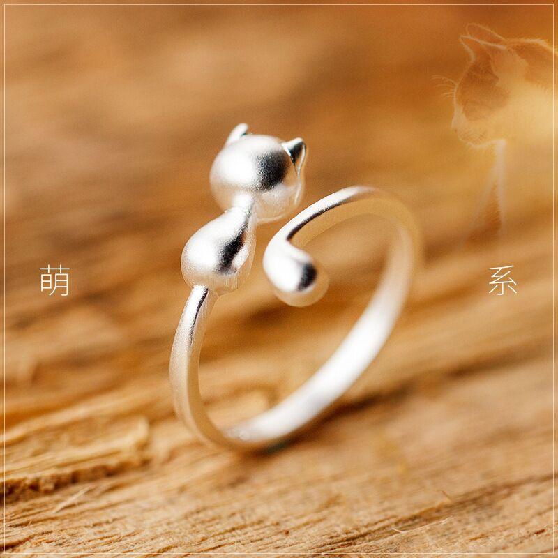 THAI SILVER Adorable Cat Ring