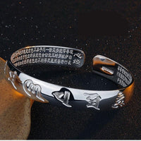 Thumbnail for THAI SILVER 6 Syllable OM & HEART SUTRA SPIRITUAL Bangle