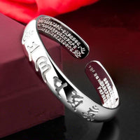 Thumbnail for THAI SILVER 6 Syllable OM & HEART SUTRA SPIRITUAL Bangle