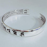 Thumbnail for THAI SILVER 6 Syllable OM & HEART SUTRA SPIRITUAL Bangle