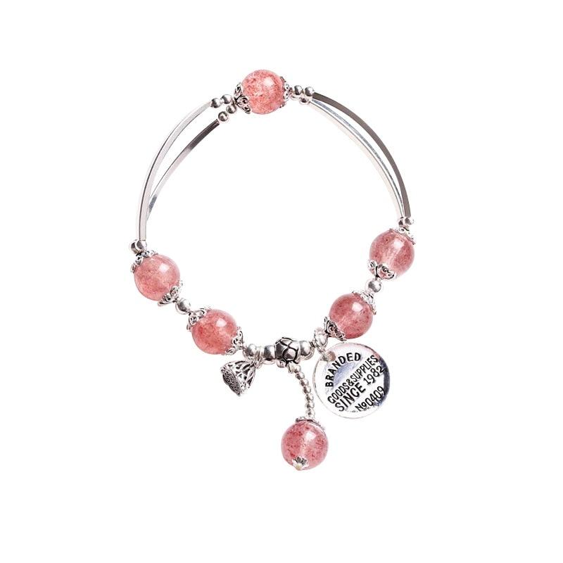 Thai Silver Strawberry Quartz & Lotus PASSION Bracelet