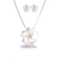 Thumbnail for THAI SILVER Plumeria FLOWER Necklace + Earrings SET