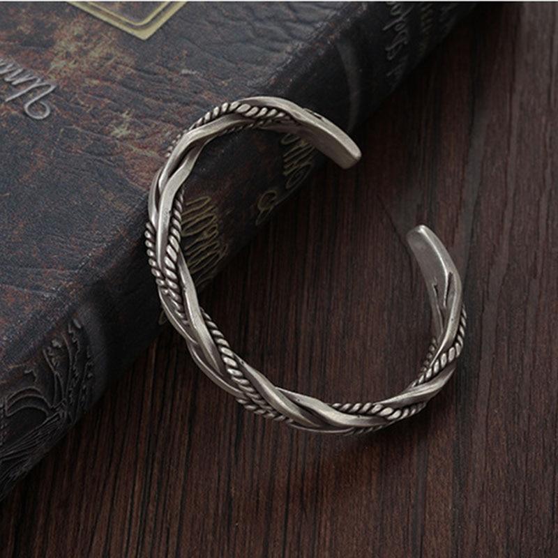 THAI SILVER Men's Braided Bangle