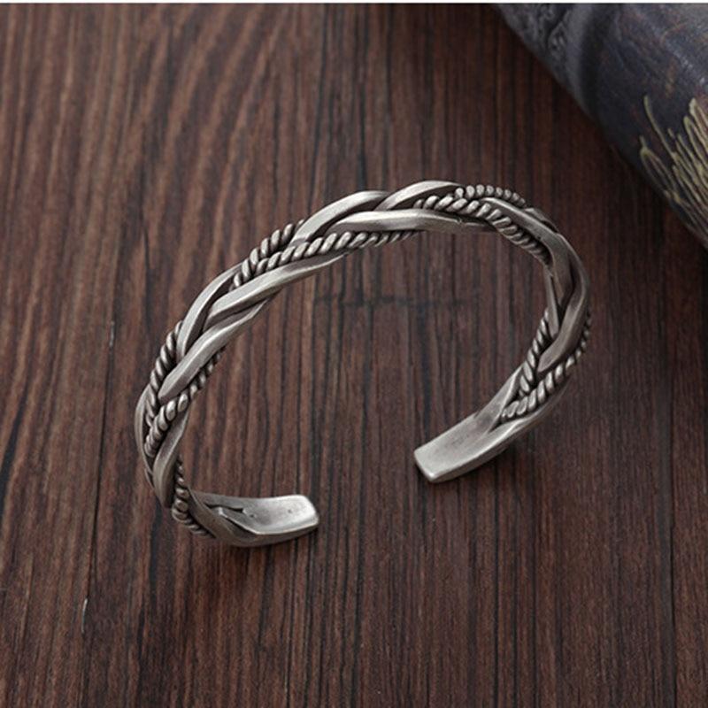 THAI SILVER Men's Braided Bangle