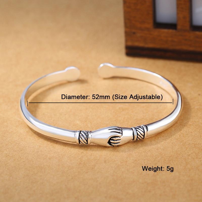 THAI SILVER Holding Hands 'CONNECTION' Bangle