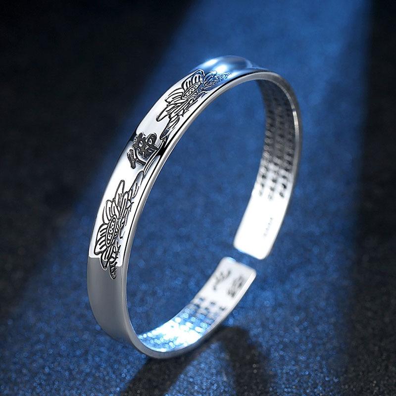 THAI SILVER Buddhist Sutra Cuff Bangle