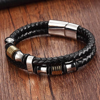 Thumbnail for Braided Leather & Stainless Steel Mens Bracelet