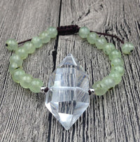 Thumbnail for Double Point Natural Quartz & PREHNITE Stone 'DOUBLE WILLPOWER'   Bracelet