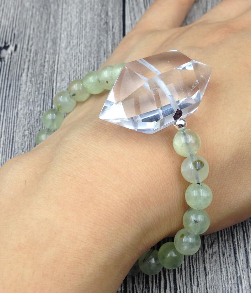 Double Point Natural Quartz & PREHNITE Stone 'DOUBLE WILLPOWER'   Bracelet