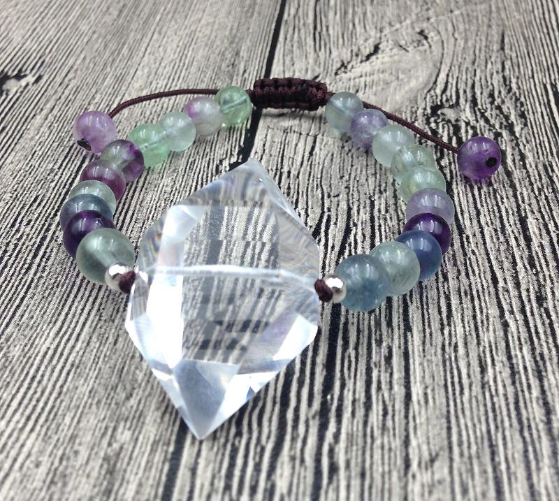 Double Point Natural Quartz & Fluorite MINDFULNESS Stone Bracelet