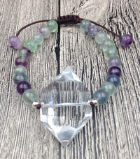 Thumbnail for Double Point Natural Quartz & Fluorite MINDFULNESS Stone Bracelet