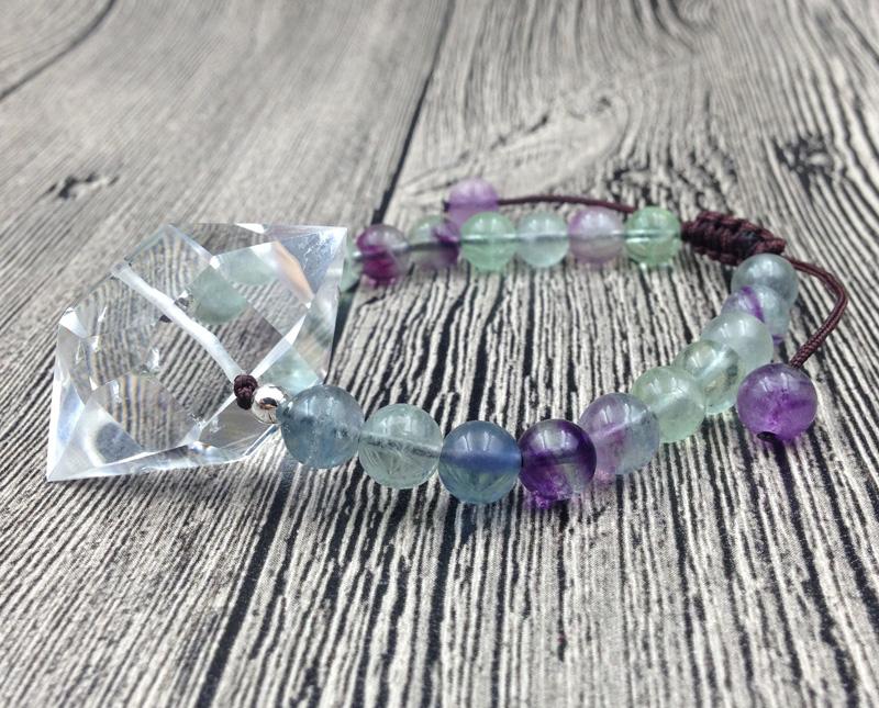 Double Point Natural Quartz & Fluorite MINDFULNESS Stone Bracelet